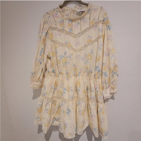 LoveShackFancy x Target Yellow Floral Lace Ruffle Sleeve Dress - Picture 2 of 8